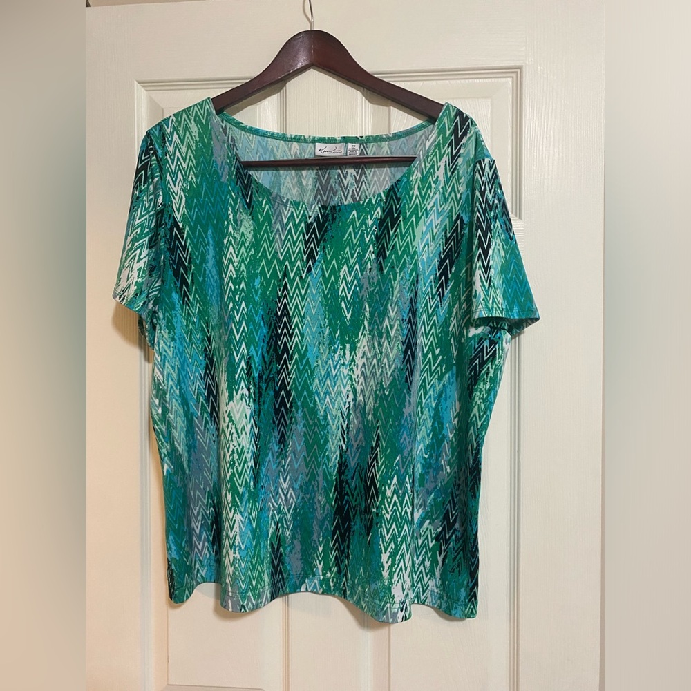 Kim Rogers Teal and Blue Zigzag Blouse